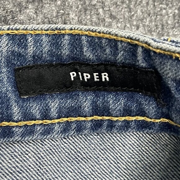 RVCA Womens Piper Distressed Cuffed Boyfriend Jeans Size 30 Blue Denim - Picture 3 of 8